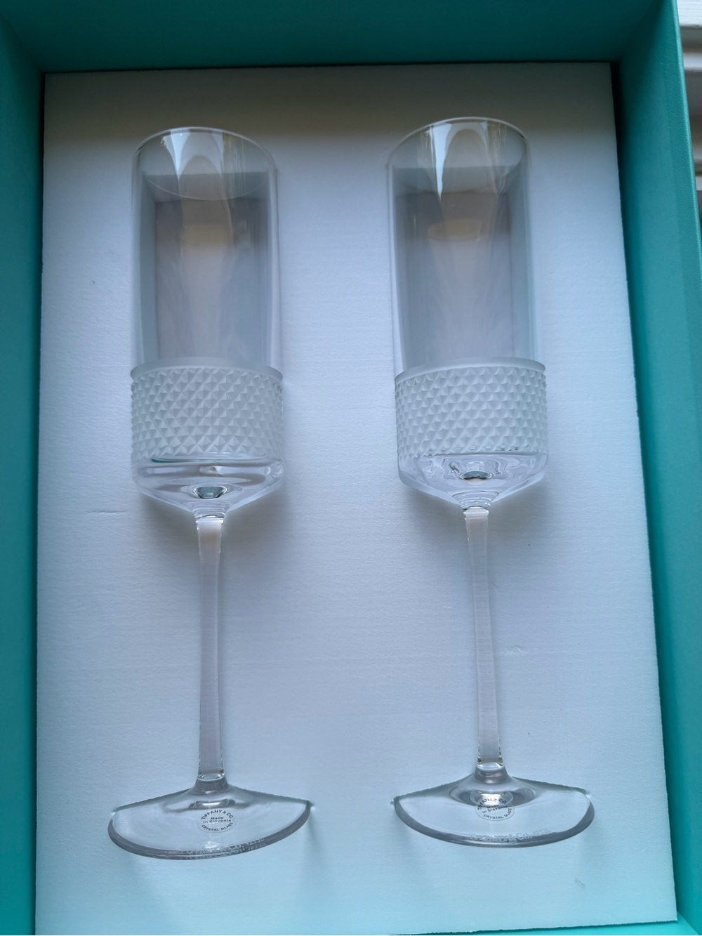 Tiffany&Co. Diamond Point Champagne Flutes - Set of 2 . New With Tags!